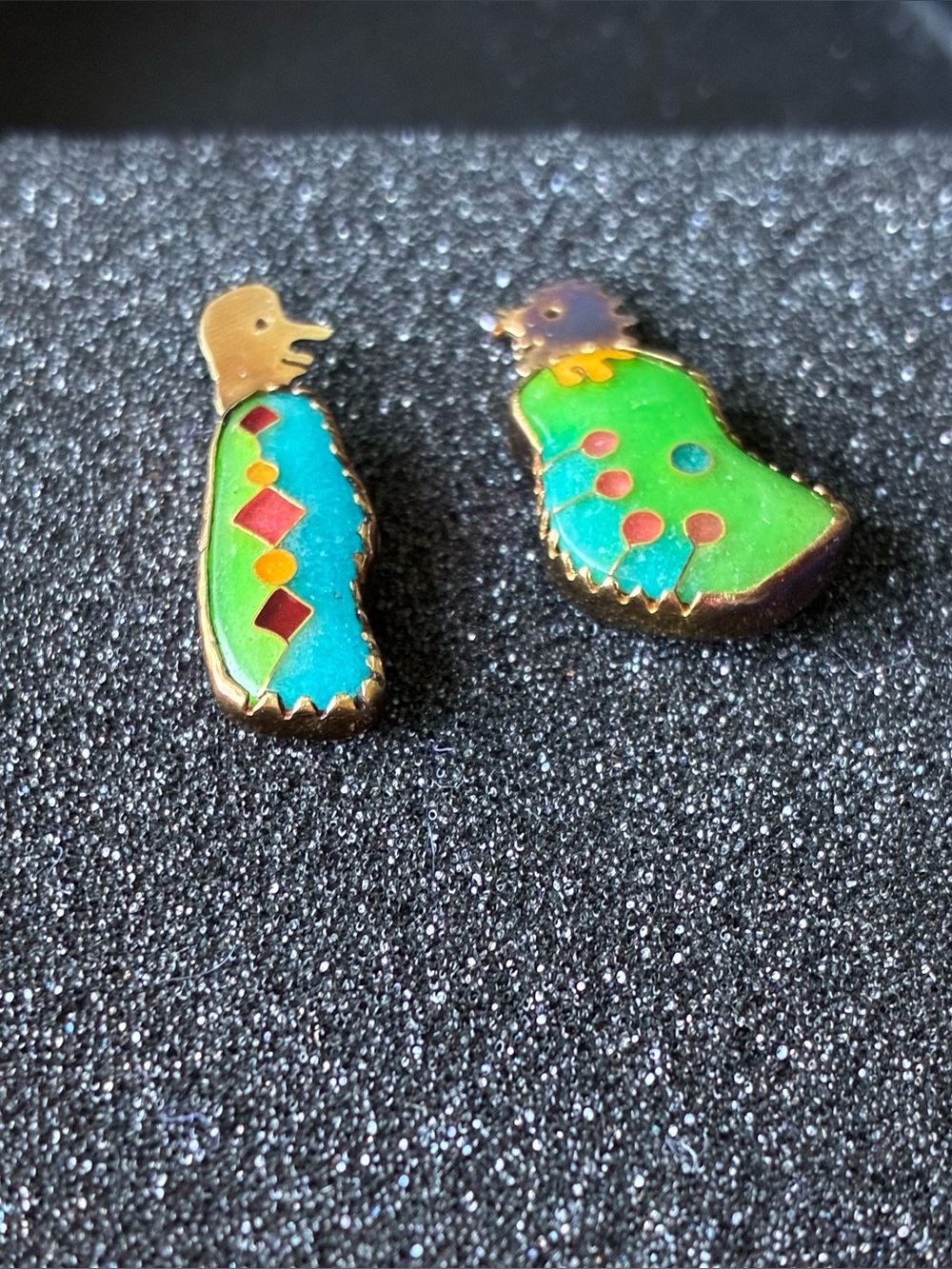 Gold & Cloisonné People Earrings - Kim Bass